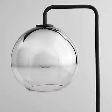 Sculptural Floor Lamp Antique Brass Milk Glass Globe 6.5" - Image 3