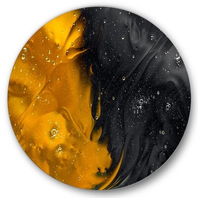 Marriage Of Yellow And Black - Modern Metal Circle Wall Art - Image 0