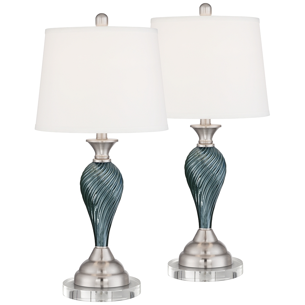 Regency Hill Arden 26" Twist Glass Table Lamps with Round Risers - Image 0