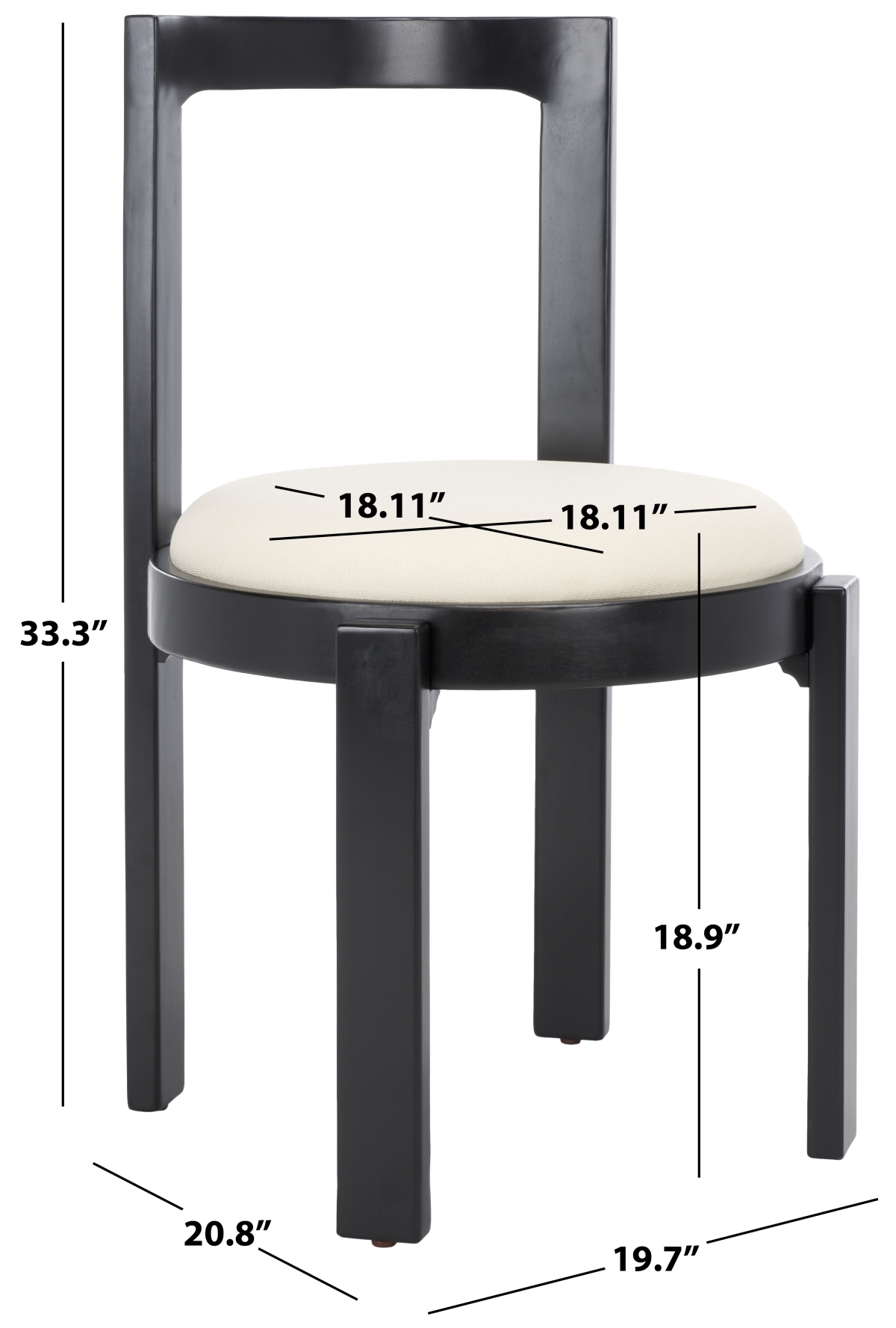 Estes Round Dining Chair, Set Of 2 - White/Black - Image 9