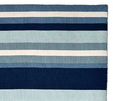 Louis Stripe Handwoven Outdoor Rug, Blue, 7'6" x 9'6" - Image 1