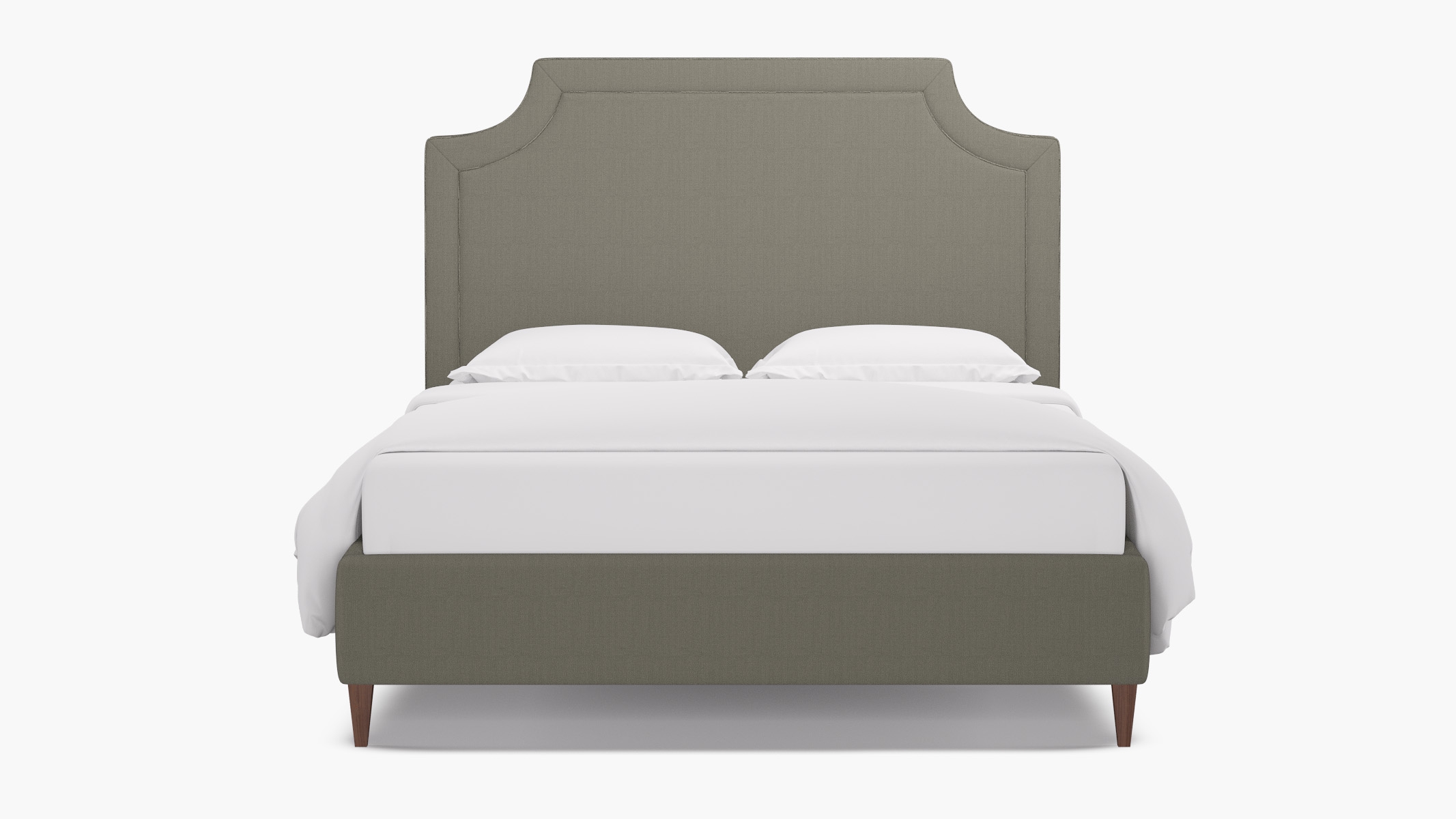 Deco Bed, Putty Everyday Linen, Walnut Square Tapered Leg, King - Image 0