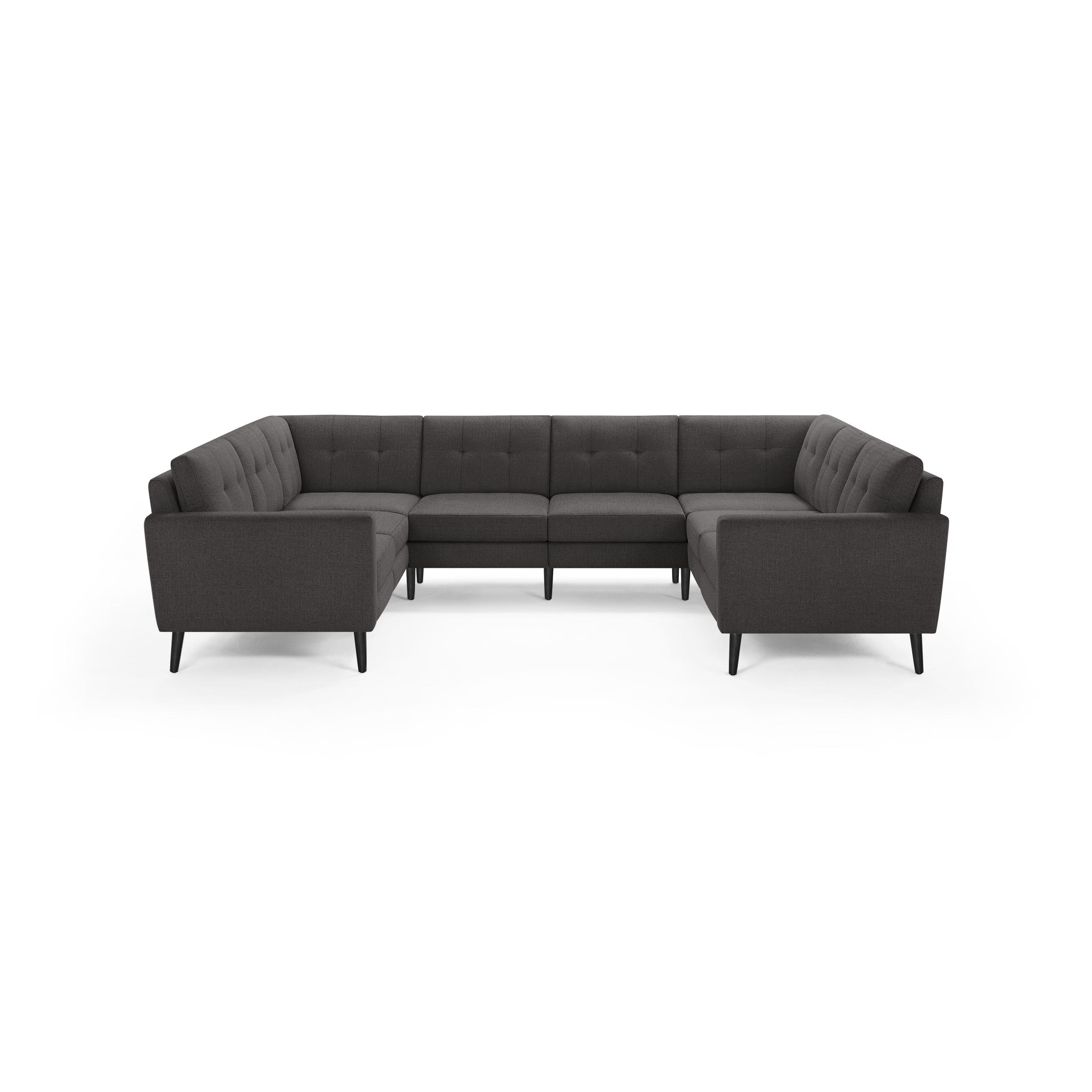 Nomad 8-Seat U Sectional - Heather Charcoal - Performance Chenille / Ebony - Wood / Block - Image 0