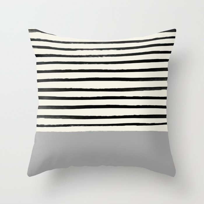 Storm Grey X Stripes Throw Pillow by Leah Flores - Cover (20" x 20") With Pillow Insert - Indoor Pillow - Image 0