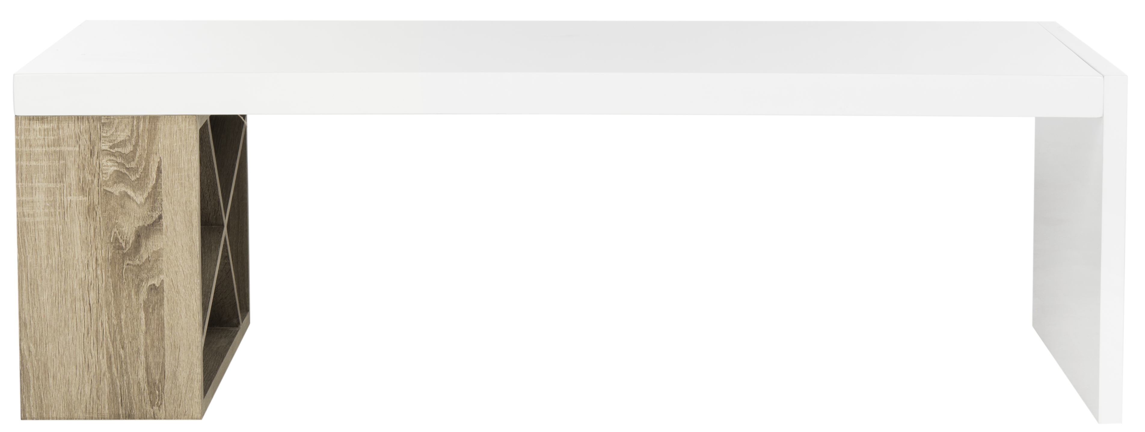 Carlton Modern Scandinavian Side Storage Lacquer Coffee Table - White/Light Oak - Safavieh - Image 0