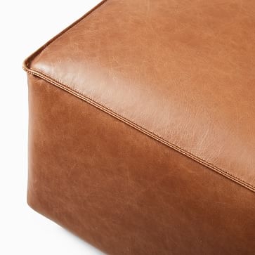 Remi Ottoman, Memory Foam, Vegan Leather, Snow, Concealed Support - Image 3