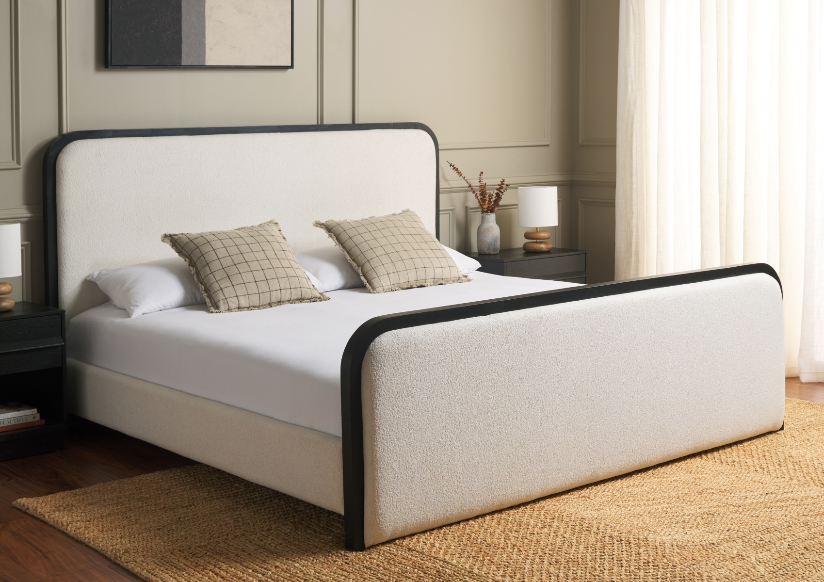 Karolina Boucle Bed - Ivory/Black - Image 1