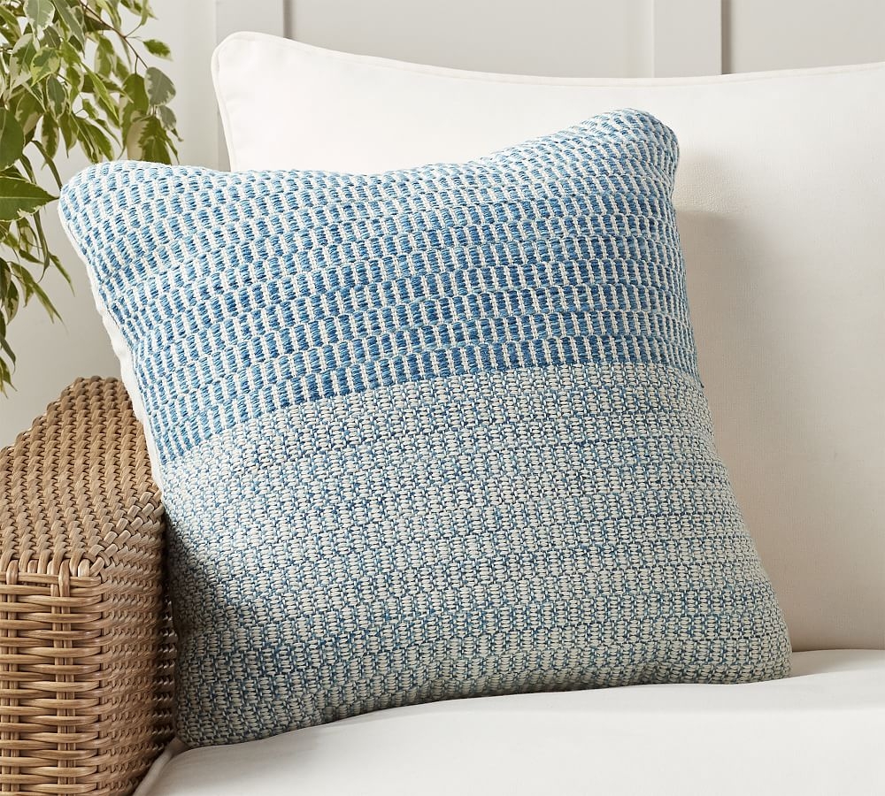 Baker Textured Indoor/Outdoor Pillow, 20" x 20", Blue Multi - Image 0