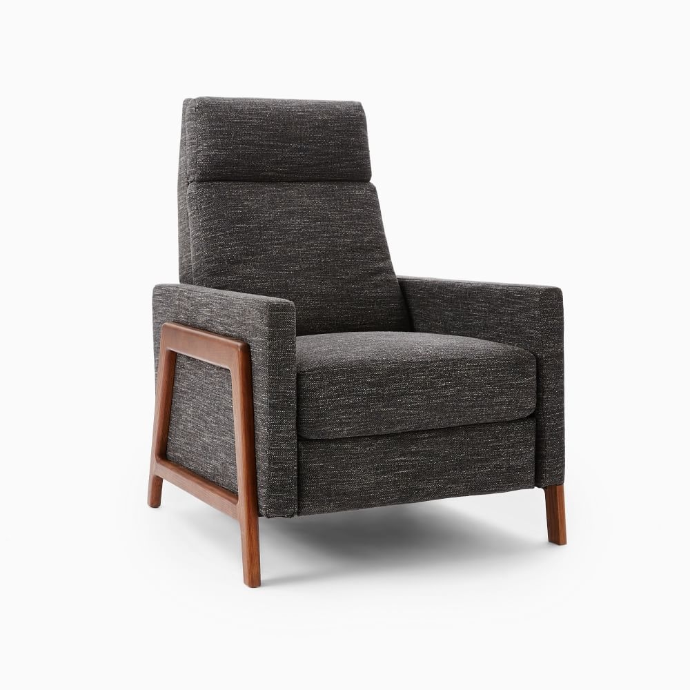 Open Box: Spencer Recliner, Poly, Yarn Dyed Linen Weave, Petrol, Walnut - Image 2