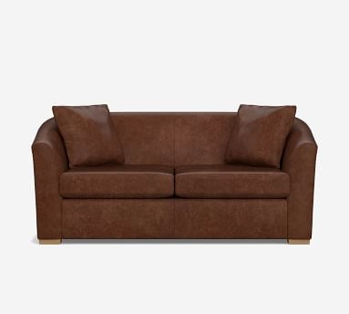 Bodega Leather Loveseat 70.5", Polyester Wrapped Cushions, Nubuck Graystone - Image 1