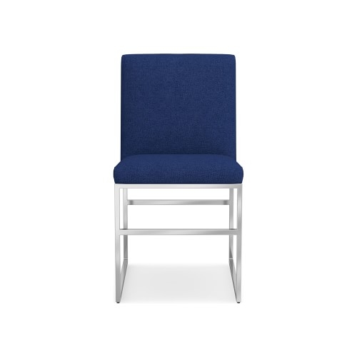 Lancaster Side Chair, Standard, Perrennials Performance Canvas, Denim, Polished Nickel - Image 0