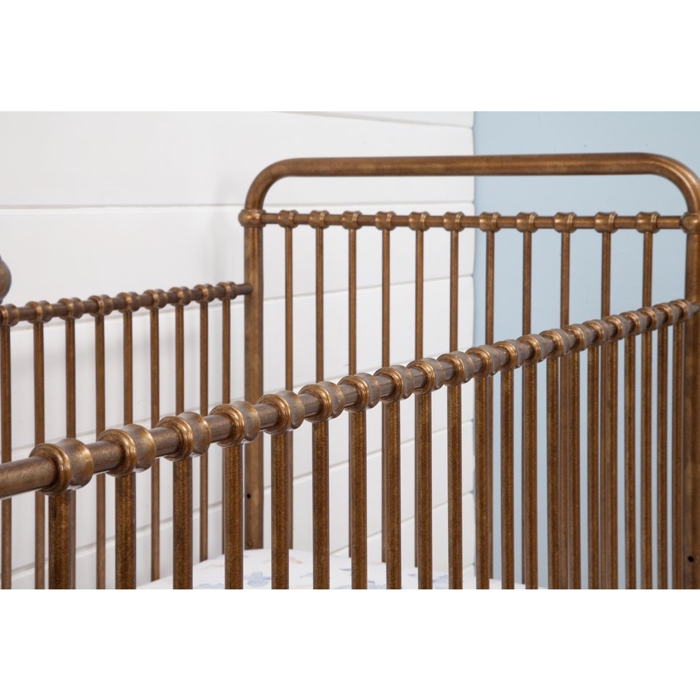 Aurora French Country Vintage Gold Steel Convertible Crib - Image 4