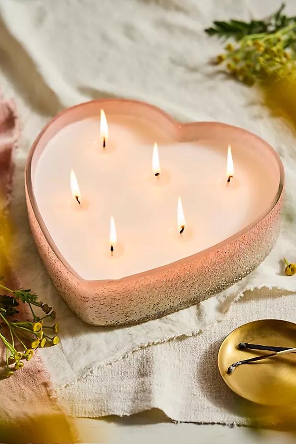 Bubble Glass Heart Candle, Peony Blush - Image 0