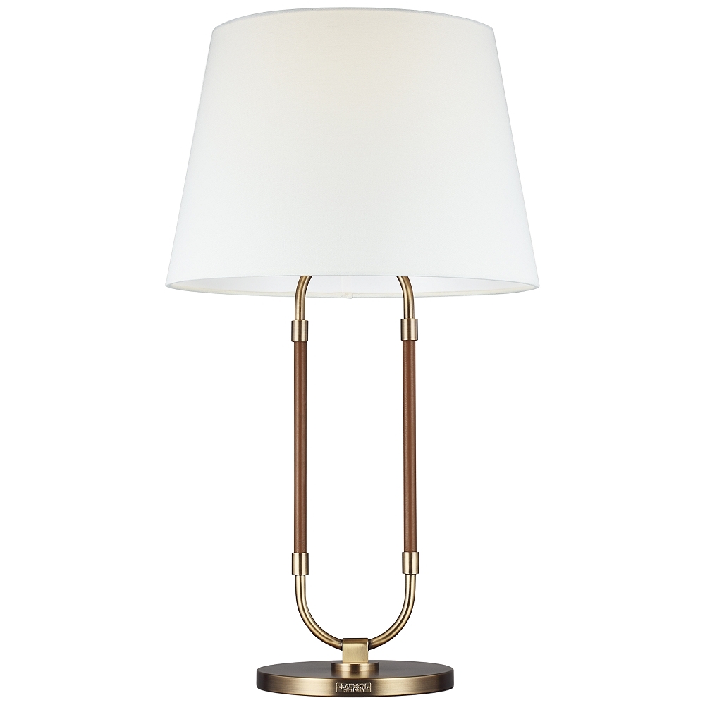 Kate Time-Worn Brass and Saddle Leather LED Table Lamp - Style # 97E16 - Image 0