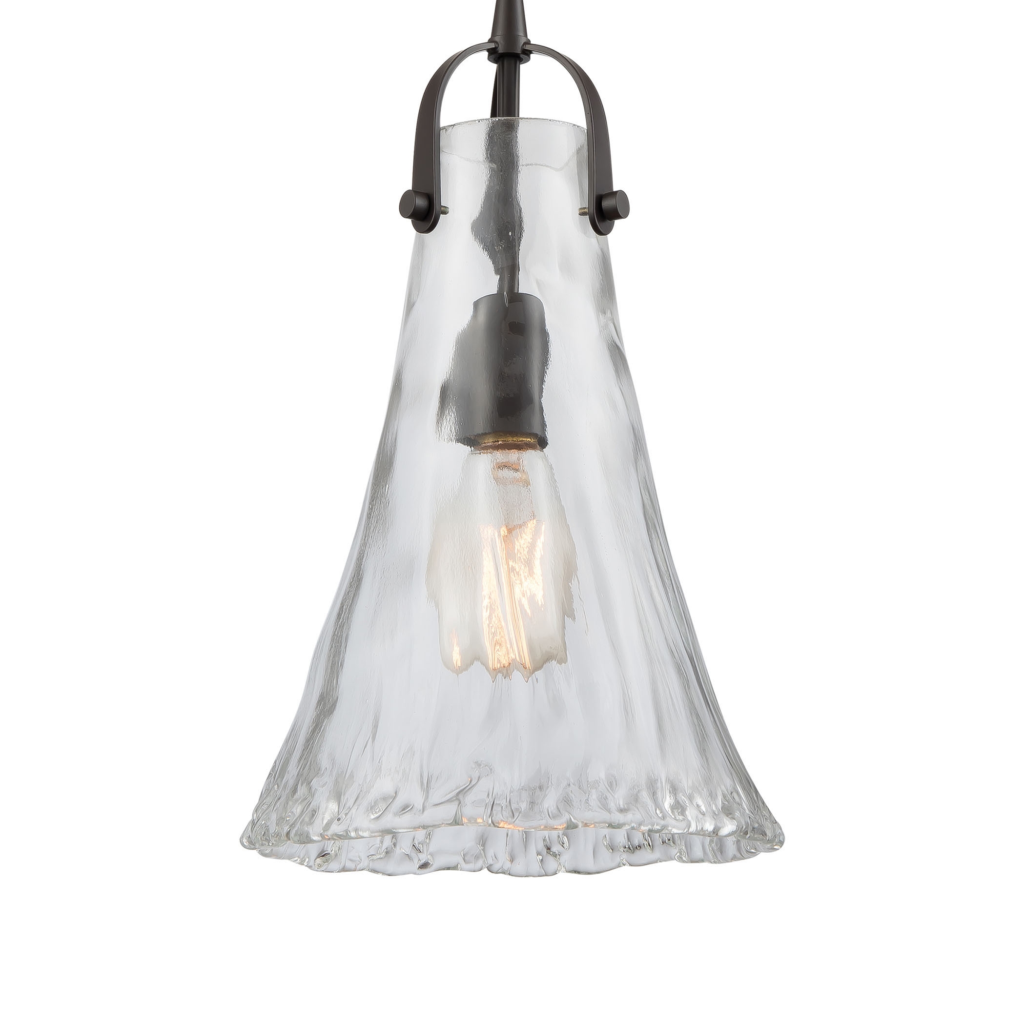 Hand Formed Glass 8'' Wide 1-Light Mini Pendant - Oil Rubbed Bronze - Image 3