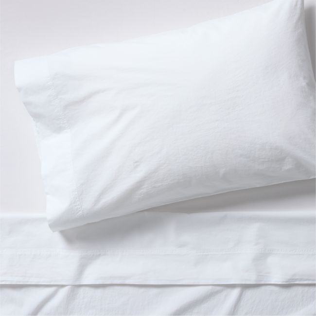 Favorite Washed Organic Cotton White Twin/Twin XL Bed Sheet Set - Image 0