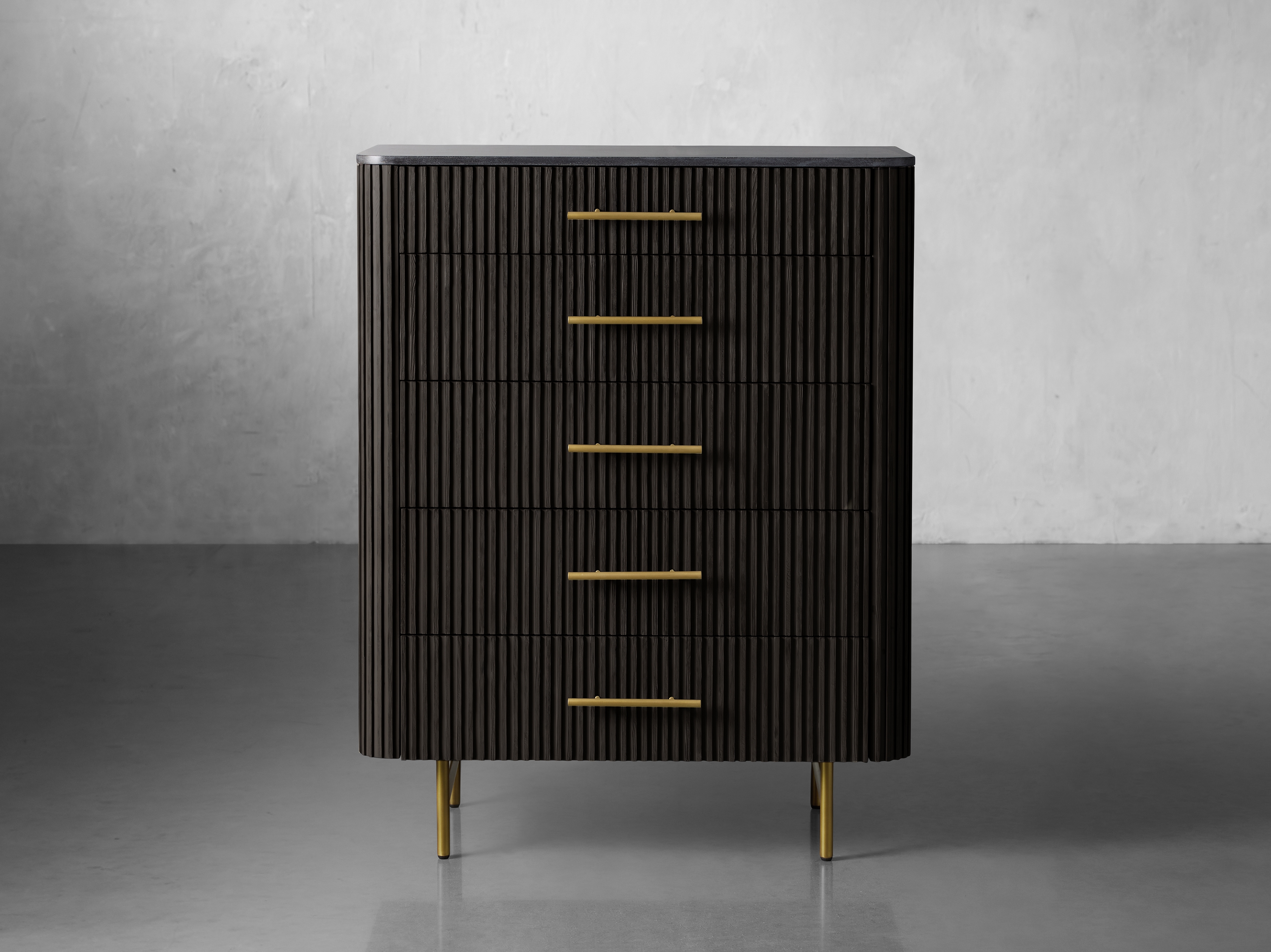 Finnley Five-Drawer Dresser in Stone Black  Ebony/Bluestone - Image 0