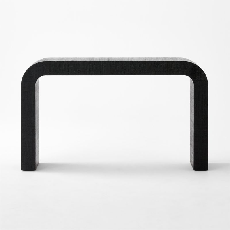Horseshoe Lacquered Linen 52" Console Table, Black- -  Estimated in mid June - Image 0