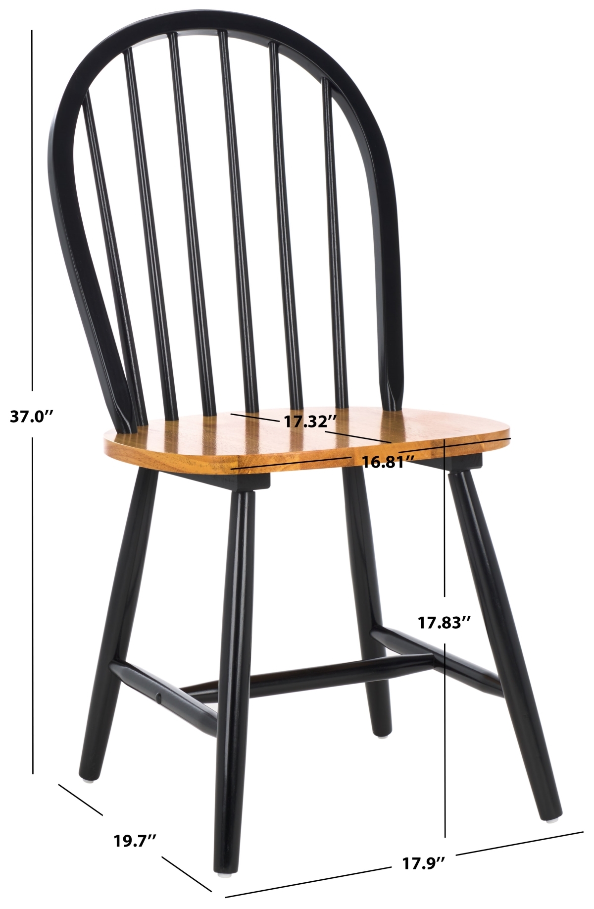 Camden Spindle Dining Chair - Natural / Black - Safavieh - Image 7