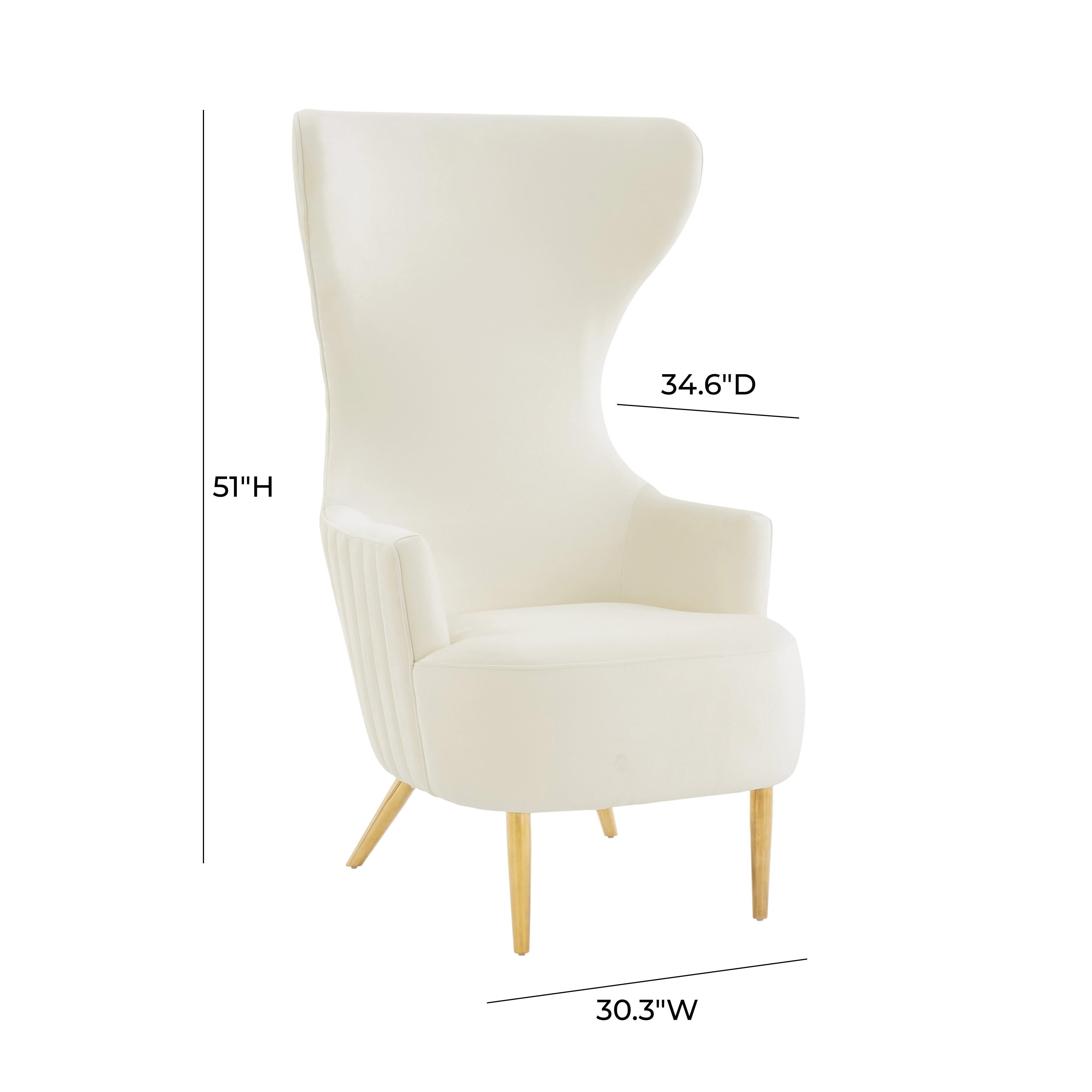 Julia Cream Velvet Channel Tufted Wingback Chair - Image 5