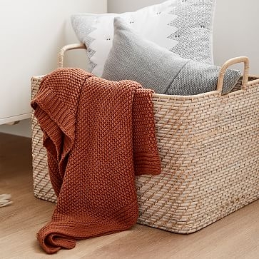 Modern Weave Storage Cubby Basket, Whitewash - Image 1