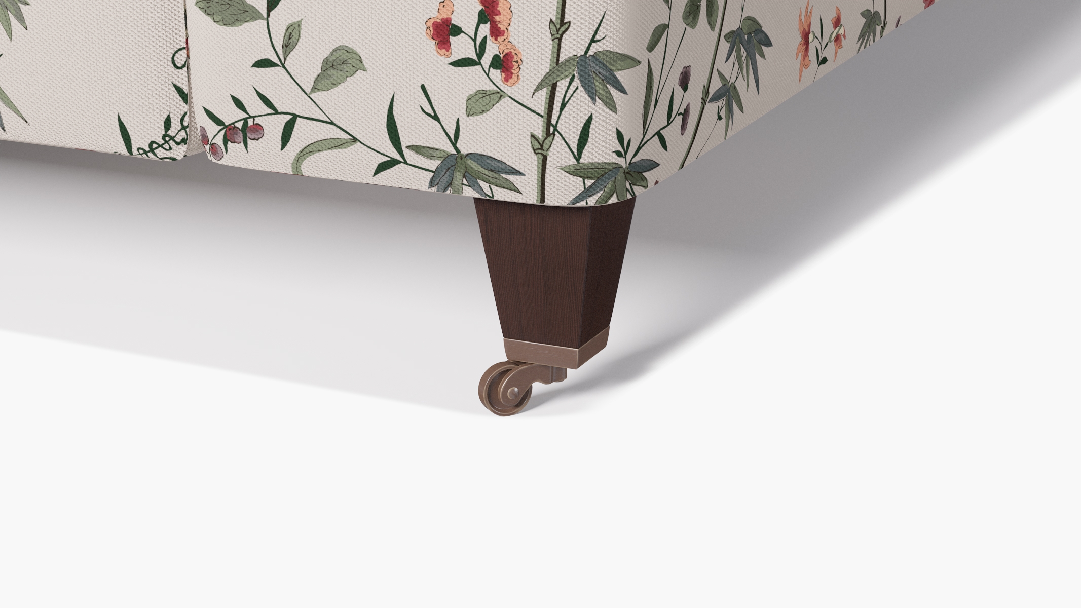 Classic Sofa, Multi Bamboo Garden, Espresso with Antique Brass Caster - Image 6