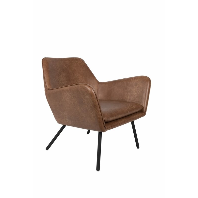Bon 32'' Wide Armchair, Brown Faux Leather - Image 1