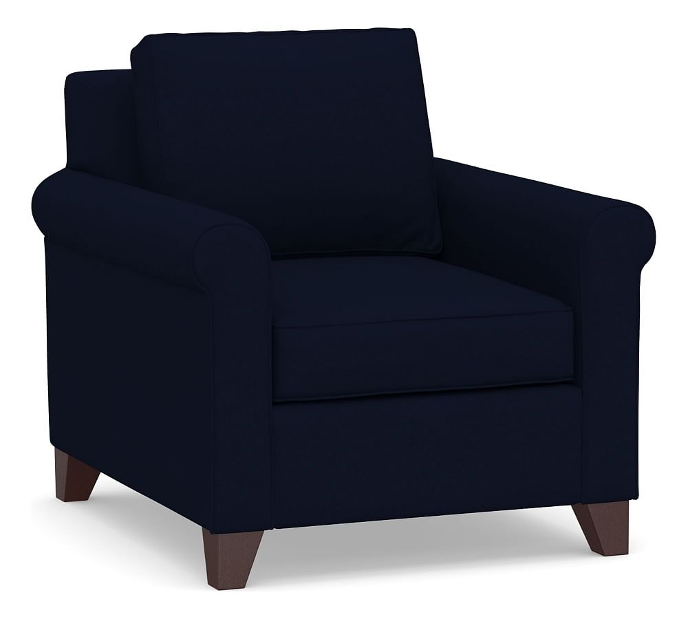 Cameron Roll Arm Upholstered Deep Seat Armchair, Polyester Wrapped Cushions, Performance Everydaylinen(TM) Navy - Image 0