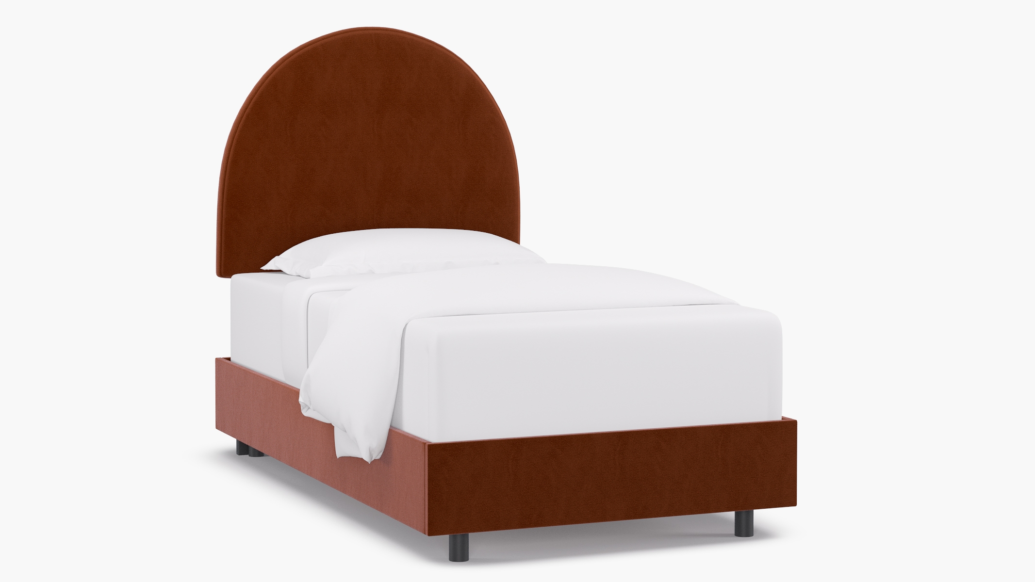 Arched Back Bed, Rust Classic Velvet, Twin - Image 0