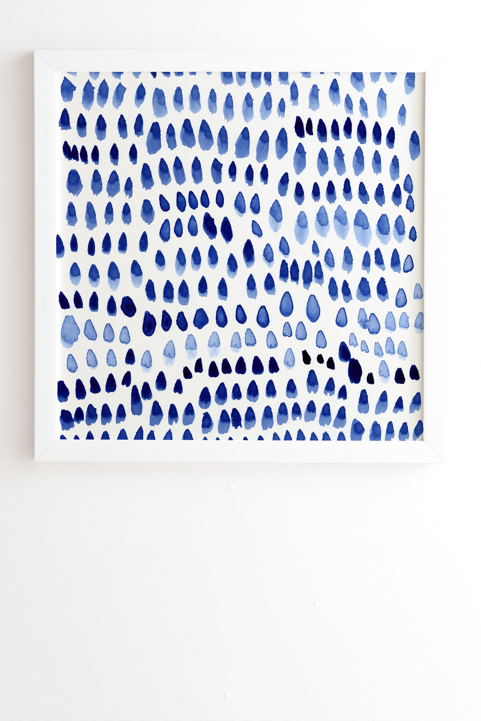 Painted Dots Blue by Iris Lehnhardt - Framed Wall Art Basic White 20" x 20" - Image 0