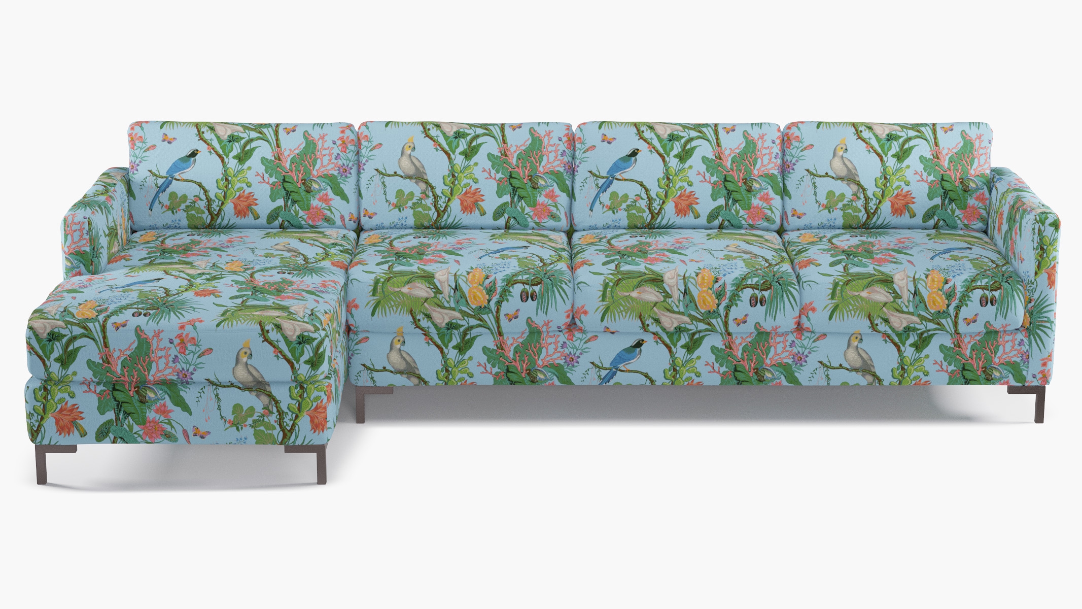 Modern Sectional, Left Facing, Sky Cinque Terra, Bronze L Leg - Image 0