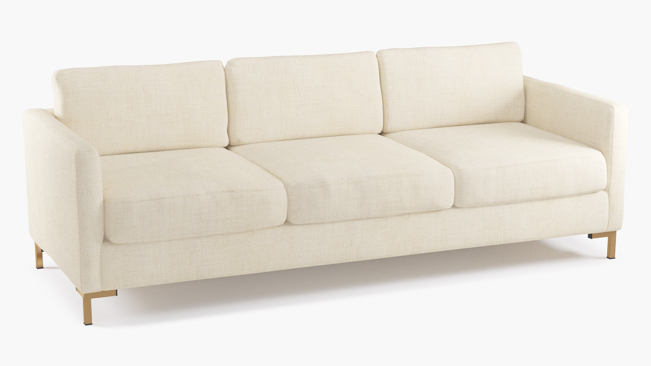 Modern Sofa, Talc Everyday Linen, Brass - Image 1