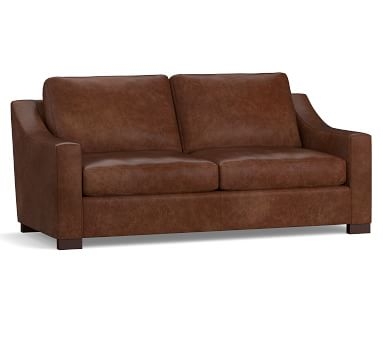 Turner Slope Arm Leather Sofa 3-Seater 85.5", Down Blend Wrapped Cushions, Statesville Molasses - Image 1