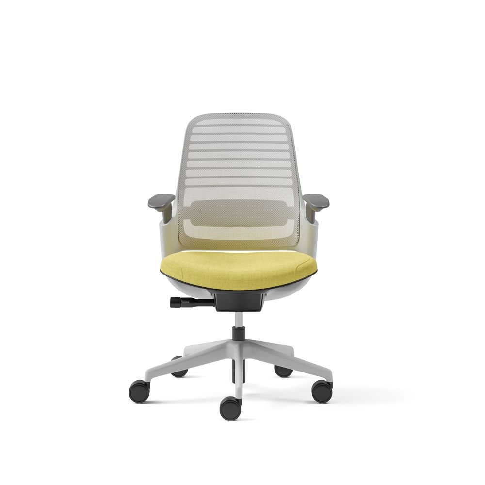 Steelcase Series 1 4-Way Armed Task Chair, Hard Casters, Seagull Frame, Billiard Cloth, Citron - Image 0