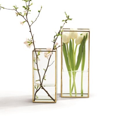 2 Piece Wifrith Clear/Gold Glass Table Vase Set - Image 0