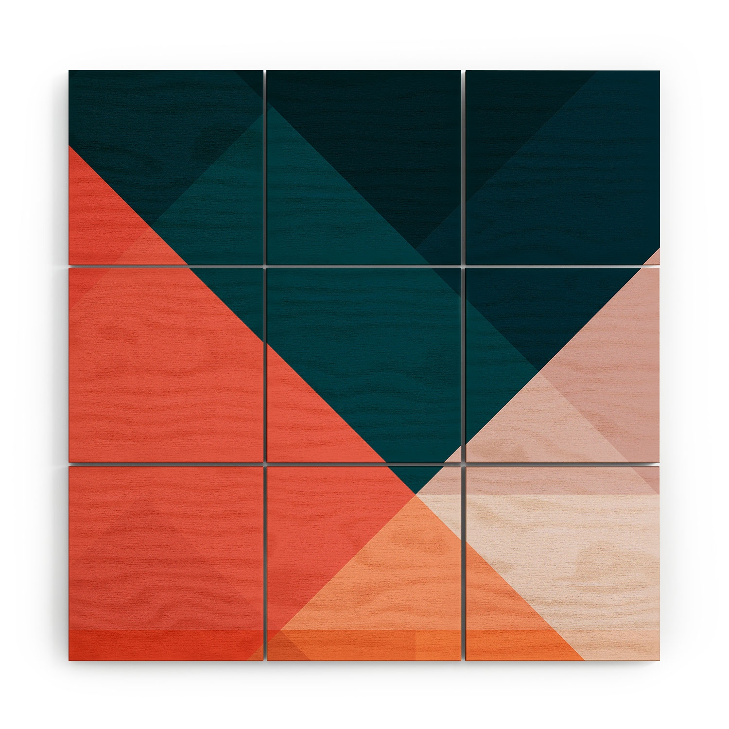Geometric 1708 by The Old Art Studio - Wood Wall Mural3' X 3' (Nine 12" Wood Squares) - Image 3