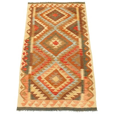 One-of-a-Kind Hand-Knotted New Age 3'3" x 6'9" Runner Wool Area Rug in Beige/Brown - Image 0