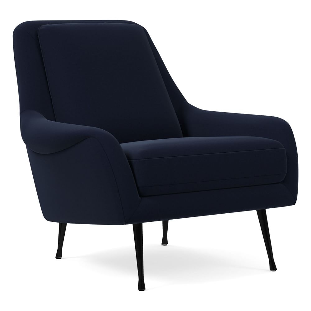 Lottie Chair, Poly, Distressed Velvet, Ink Blue, Dark Pewter - Image 0