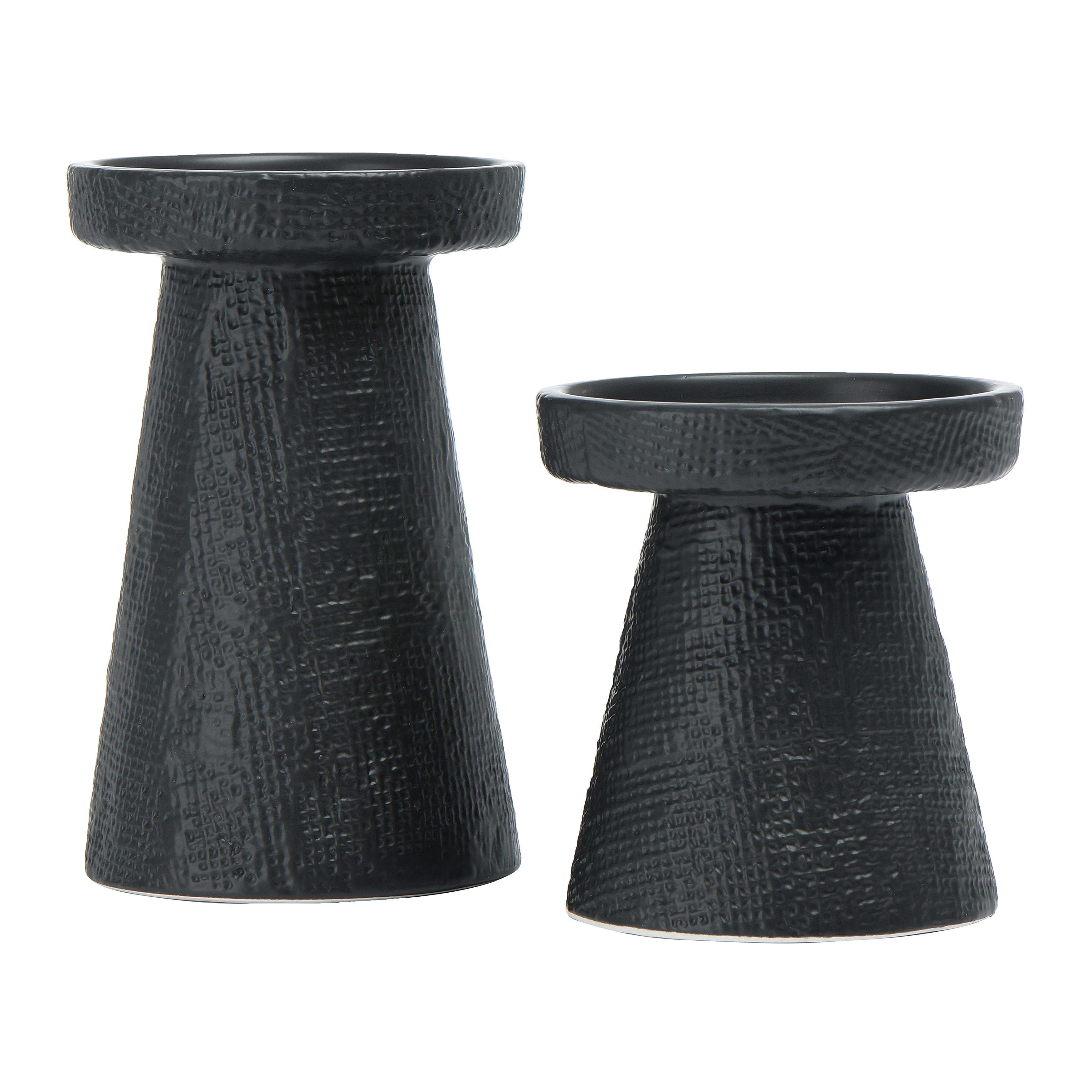 Stoneware Pillar & Taper Candle Holders, Set of 2 - Image 0