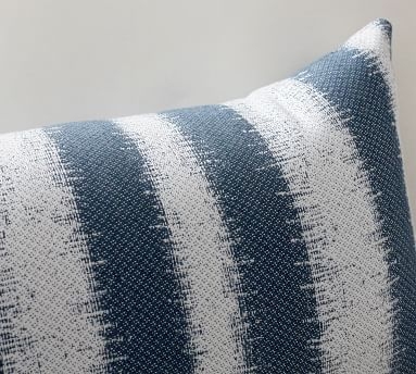 Sunbrella(R) Addax Striped Indoor/Outdoor Lumbar Pillow, 12 x 24", Blue Multi - Image 1