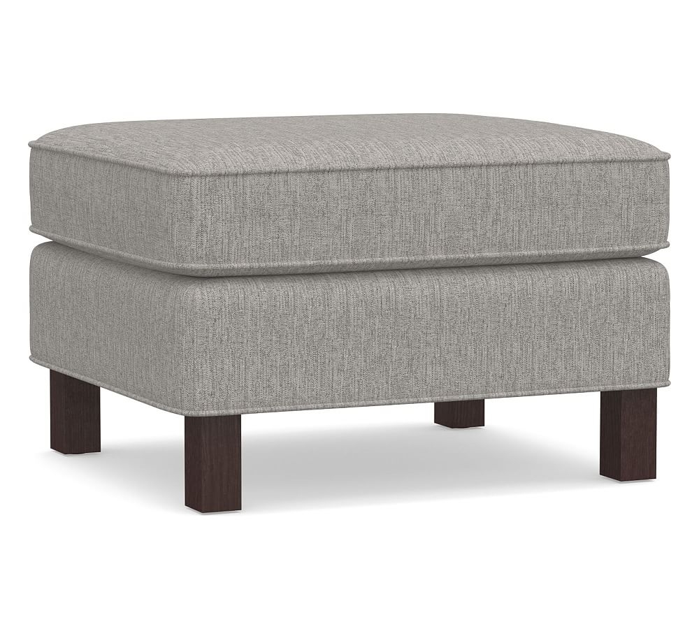 Tyler Upholstered Ottoman without Nailheads, Polyester Wrapped Cushions, Sunbrella(R) Performance Sahara Weave Charcoal - Image 0