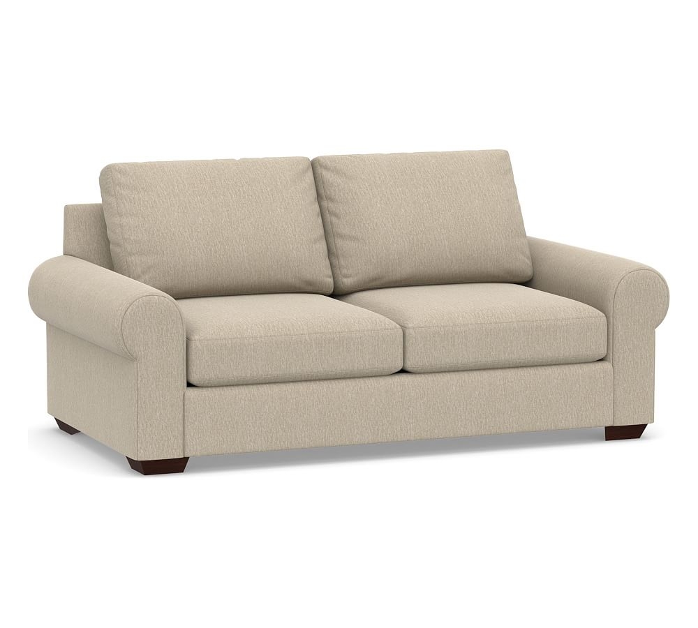 Big Sur Roll Arm Upholstered Loveseat 77", Down Blend Wrapped Cushions, Sunbrella(R) Performance Chenille Cloud - Image 0