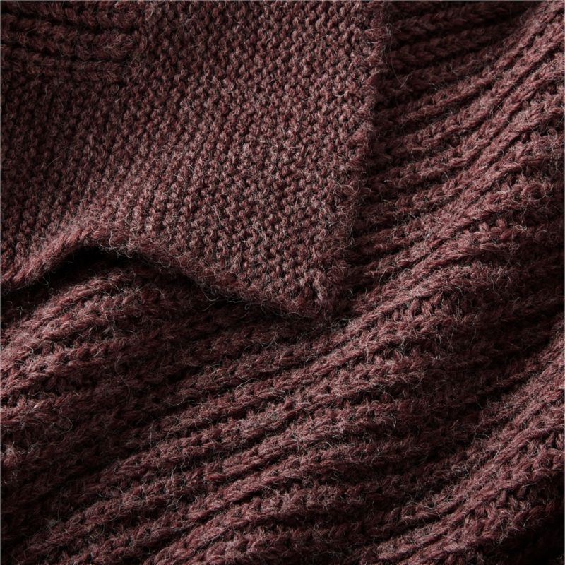 Cherished Chestnut Red Wool Blend 50"x60" Fisherman's Knit Kids Throw Blanket by Jeremiah Brent - Image 5