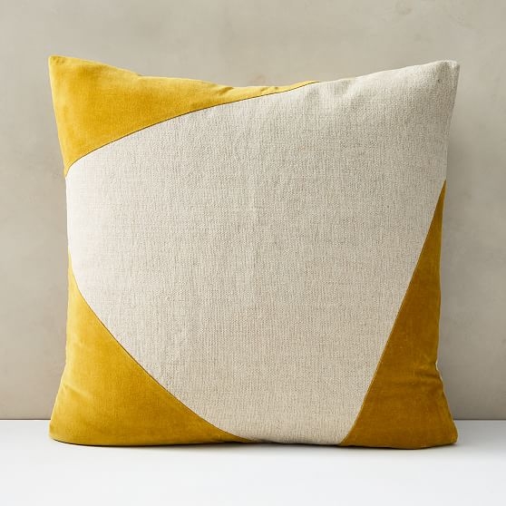 Cotton Linen + Velvet Corners Pillow Cover with Down Alternative Insert, Dark Horseradish, 24"x24" - Image 0