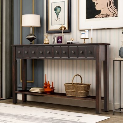 Rustic Entryway Console Table With Drawers And Bottom Shelf - Image 0