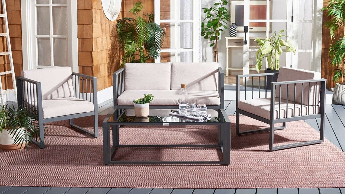 Holyoke 4 Pc Living Set - Grey/Light Grey - Safavieh - Image 1