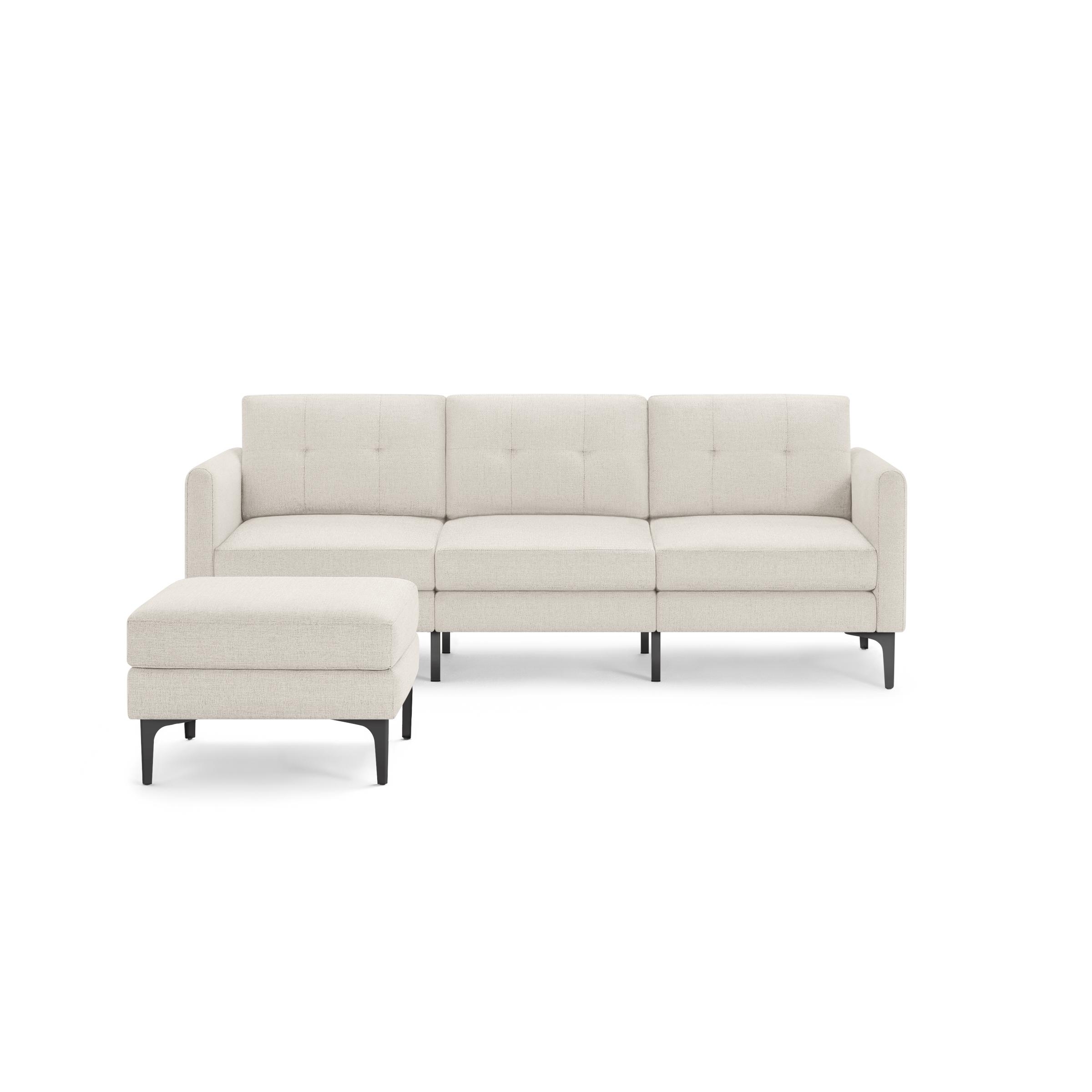 Nomad Sofa and Ottoman in Ivory, Black Metal Legs - Image 0