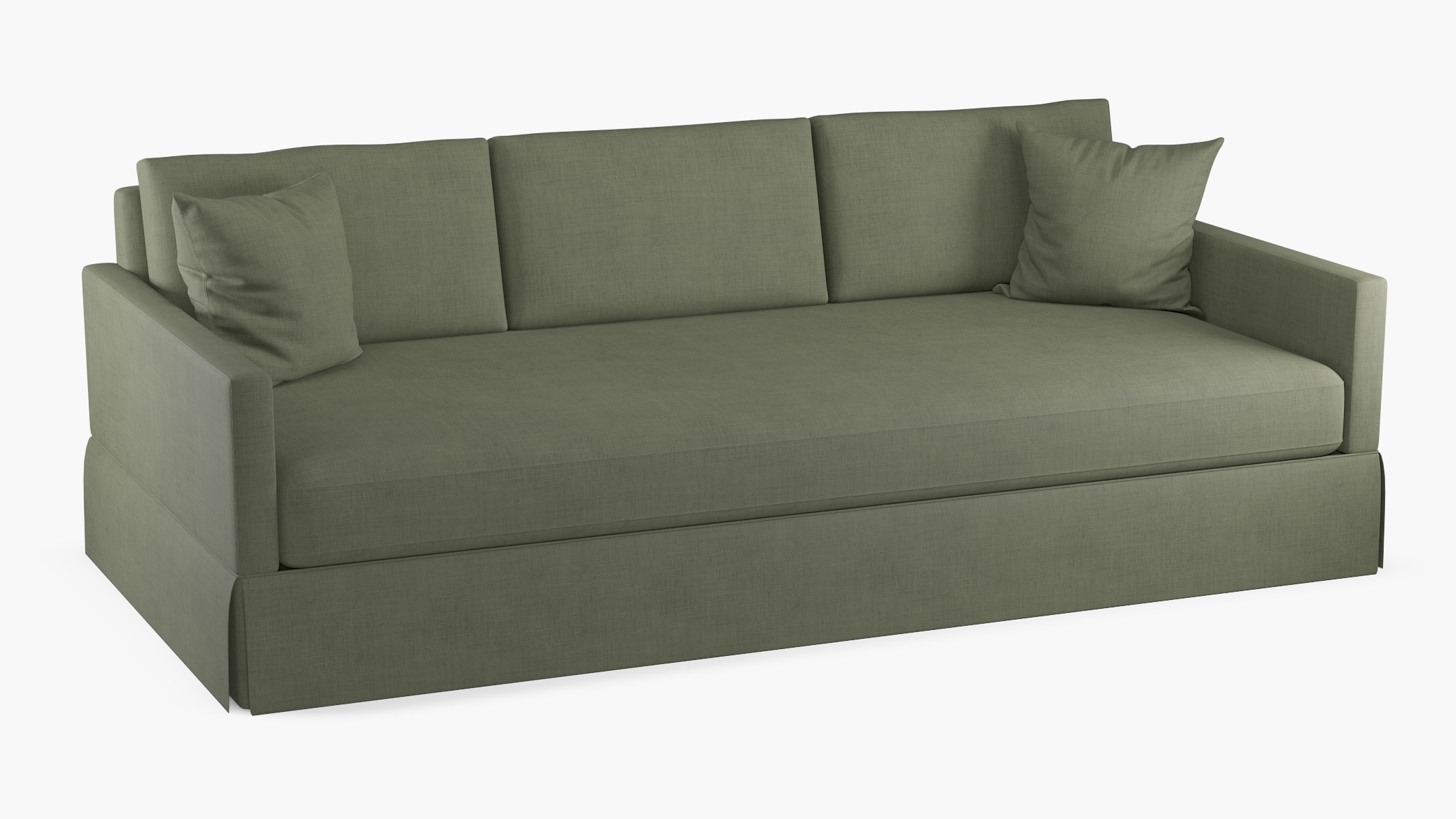 Skirted Track Arm Sofa, Moss Luxe Linen, Extra Deep (43") - Image 1