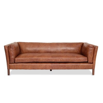 Hepner 82.28" Genuine Leather Pillow top Arm Sofa - Image 0