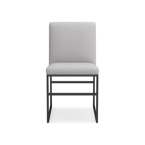 Lancaster Side Chair, Standard Cushion, Perennials Performance Basketweave, Fog, Bronze - Image 0